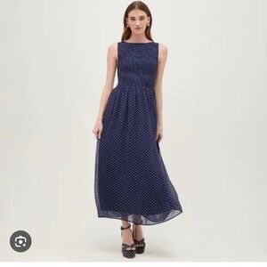 Hill House Cosina Navy Polka Dot Dress Size L